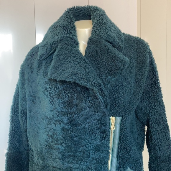 ADAM LIPPES  lamb shearling/ leather green / golden hardware coat Sz X… - Picture 2 of 11